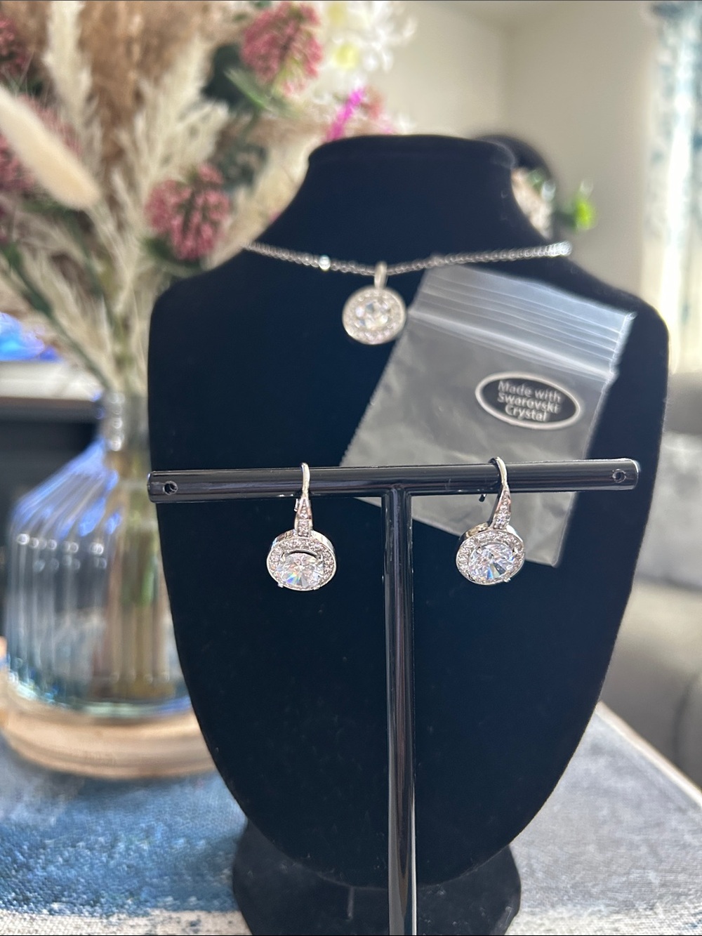 Made with Swarovski Crystal Silver-Tone Pendant Necklace & Earrings Set